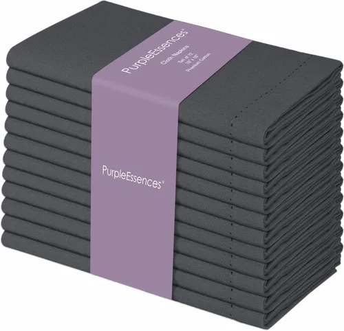 Vista 11 de PurpleEssences Juego de 6 servilletas de tela de vainica, 100% algodón, suaves, duraderas, lavables, ideales para bodas, Navidad, vacaciones