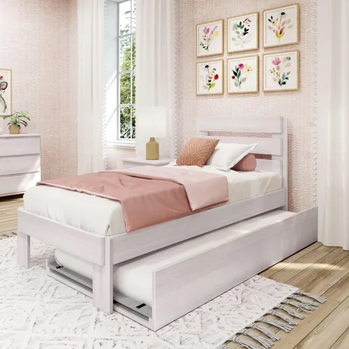 Vista 9 de Max & Lily Cama individual moderna de granja con cabecera de tablones y nido, madera flotante Driftwood