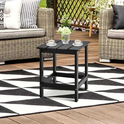 Vista 2 de Giantex Mesa auxiliar para exteriores, mesa auxiliar cuadrada de madera de 15 pulgadas con diseño de rejillas, construcción resistente, fácil