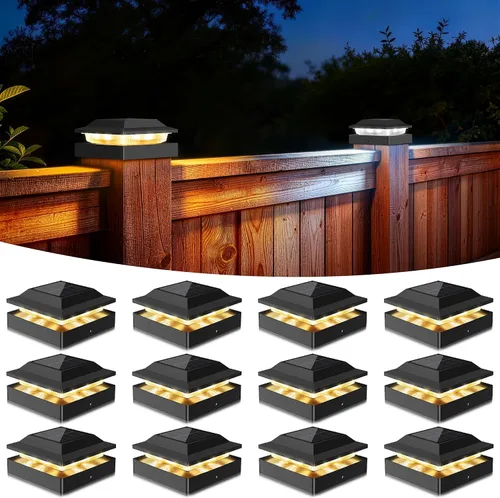 Vista 8 de Luces solares para postes de madera y vinilo de 4 x 4, paquete de 2 Negro