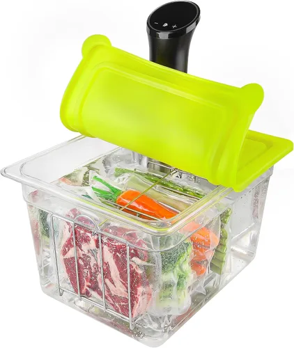 Vista 11 de EVERIE Kit de recipiente Sous Vide de 12 cuartos con tapa plegable + estante divisor de bloqueo + funda aislante - para cocinar largas - Se adapta a