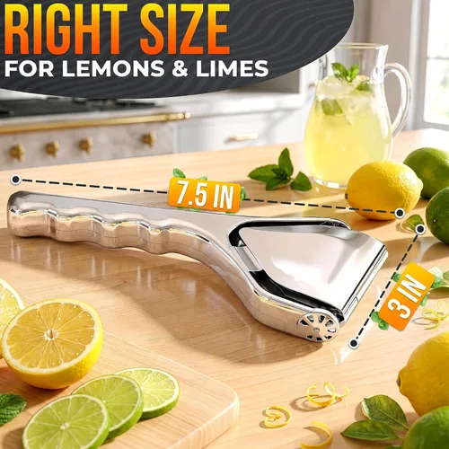 Vista 2 de Exprimidor de limón de acero inoxidable, Juicer de cítricos plegable plano resistente Lime Squeezer Presses Lemons and Limes to the Last Drop