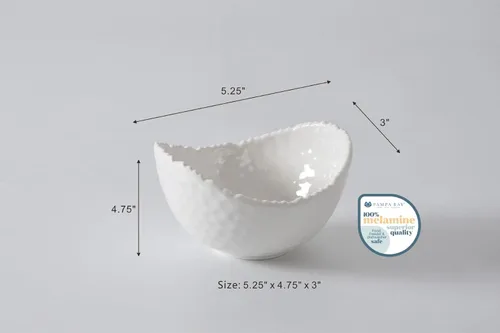 Vista 2 de Pampa Bay Cuenco ovalado pequeño de melamina inastillable, 5.25 x 4.75 pulgadas, tono blanco, sin BPA, apto para congelador y lavavajillas