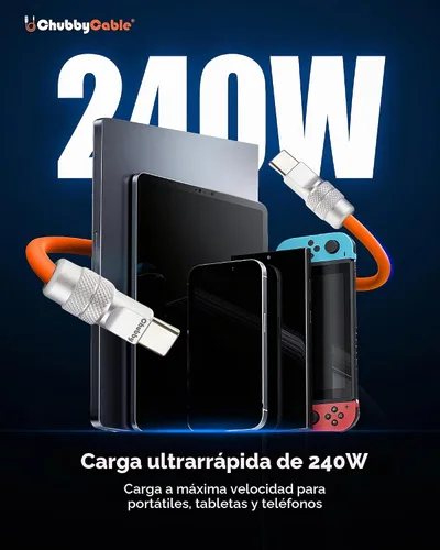Vista 3 de chubbycable Cable corto USB C a C de 240 W, color naranja, 20 pulgadas Para iPhone 18/17/16/15 Series, MacBook Pro/Air, Galaxy S26/S25/S24, cable