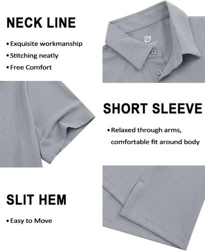 Vista 5 de GymSmart Polo Shirts for Men Short Sleeve Casual Business Sports Tennis Golf Shirts