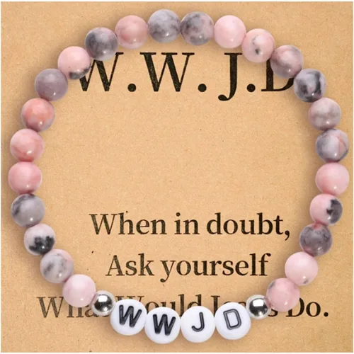 Vista 34 de Long tiantian WWJD - Pulsera con texto en inglés «What Would Jesus Do», pulseras WWJD para mujeres, pulseras W.W.J.D para hombres, joyería