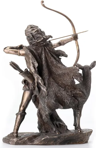 Vista 2 de Veronese Design 12 1/4 pulgadas Artemis Diosa de la caza y el desierto Escultura griega de resina fundida en frío con acabado de bronce
