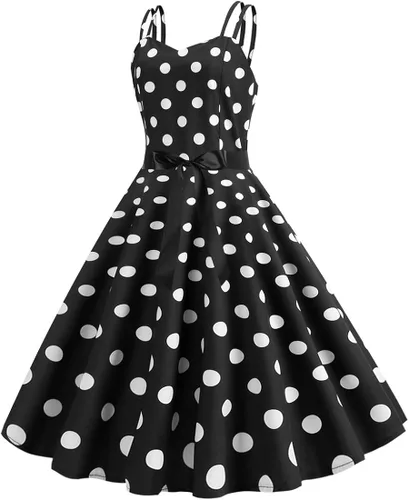 Vista 2 de Vestido vintage con tirantes delgados de los años 50, Audrey Hepburn Rockabilly, vestido de cóctel y fiesta de té y regreso a casa