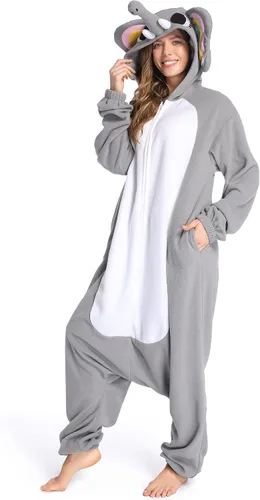 Vista 4 de DELEY Unisex Elephant Costume Adult Onesie, One Piece Pajamas, Halloween Cosplay Costumes Homewear Jumpsuit