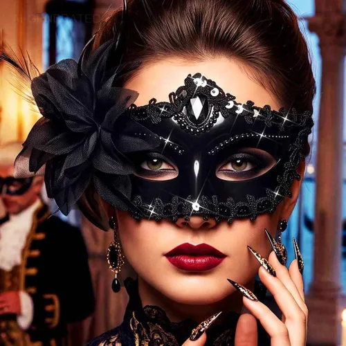Vista 6 de Máscaras de Mascarada Florales Máscaras de Encaje Venecianas Máscaras de Halloween Mardi Gras para Mujeres