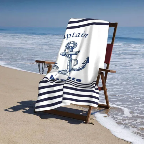 Vista 4 de Toalla de playa personalizada con nombre, toallas de playa personalizadas con nombre de gran tamaño de secado rápido para playa, baño, piscina