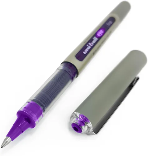 Vista 2 de Uni-Ball UB-157 - Bolígrafos de punta redonda de 0.028 in, tinta violeta morada, cartera de 8