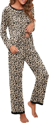 Vista 3 de PrinStory Conjunto de pijama de manga larga para mujer, conjunto de pijama suave para mujer 2024