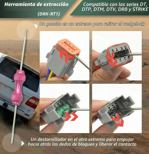 Vista 5 de Kit de conectores Deutsch DT de 345 piezas, conectores impermeables de 2, 3, 4, 6, 8 y 12 pines, herramienta de crimpado (12-20AWG), herramienta