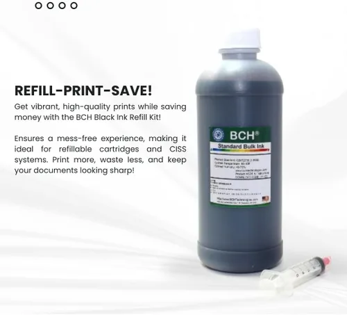 Vista 3 de BCH - Kit de recarga de tinta negra para impresoras de inyección de tinta Epson compatibles, 16.9 fl oz (16.9 fl oz), botella de repuesto de alto