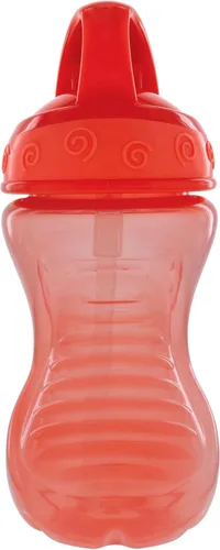Vista 5 de Nuby Flip-It - Vasos duros con pajita Vari-Flo (paquete de 2) 10 onzas, resistentes a derrames, a partir de 12 meses, color aguamarina/rojo