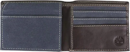 Vista 2 de Timberland Cartera de lona de cuero Baseline para hombre con bolsillo abatible adjunto