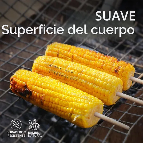 Vista 2 de Alpine Cuisine Brochetas de bambú para barbacoa - Palitos de kebab de 6 pulgadas (50 unidades) para aperitivos y smores