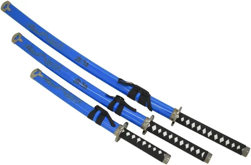 Vista 6 de Snake Eye Tactical Juego de katana samurái de 3 piezas con diseño de dragón de dos tonos
