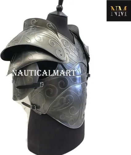 Vista 2 de LARP Armor Fantasy Citadel - Armadura de pecho y hombreras para cosplay, armadura de acero, medieval, recreación histórica, juego de rol, disfraz