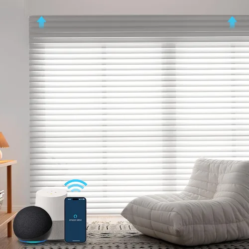 Vista 17 de ZSTARR Shangri-La Motorized - Persianas enrollables para ventana con filtro de luz, compatibles con control remoto Alexa Google, persianas