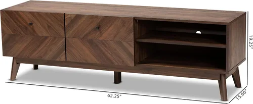 Vista 10 de Baxton Studio Hartman Mid-Century - Soporte de TV de madera con acabado marrón nogal moderno