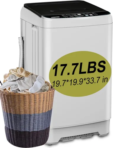 Vista 13 de KRIB BLING Lavadora portátil completamente automática de 17.7 libras, lavadora compacta con pantalla LED, descarga de drenaje, 10 programas