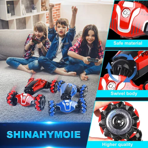 Vista 7 de Coche RC, auto de acrobacias con gestos RC, auto multifuncional de control remoto de deformación rotativa, regalos de cumpleaños para niños de 3 a