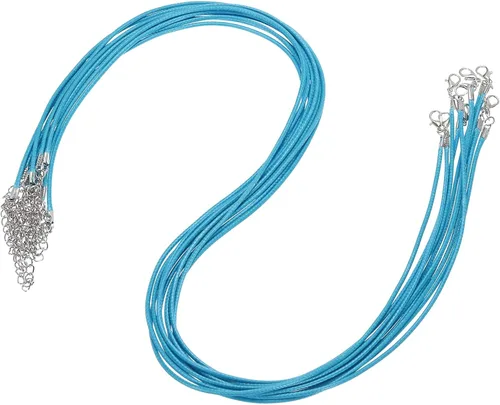 Vista 50 de MECCANIXITY 10 cordones de collar encerado de 18 pulgadas, cadena de collar a granel con cierre de 0.059 in de cuerda de cuero encerado para hacer