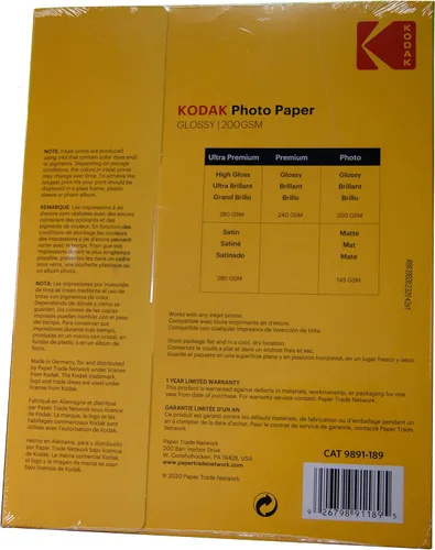 Vista 3 de Papel fotográfico Kodak 8.5 x 11 brillante, paquete de 4 pak, 400 unidades en total, 52 lb. - 7.05 oz/m (41183)..