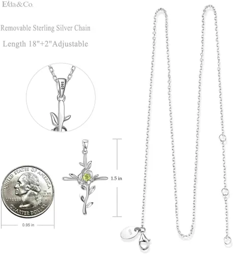 Vista 5 de ELDA & CO. Regalos de cumpleaños, amor de mamá, collar de hojas de esperanza para esposa, plata de ley 925, piedras natales de mayo de junio