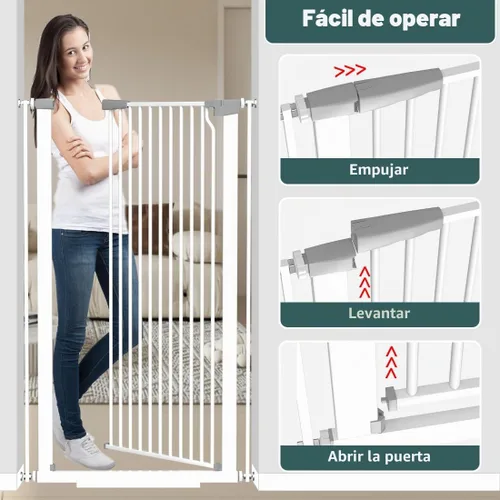 Vista 6 de Puerta para gatos extra alta para puertas, puerta de mascotas montada a presión para gatos y perros, puerta de bebé de 51.18 pulgadas de alto
