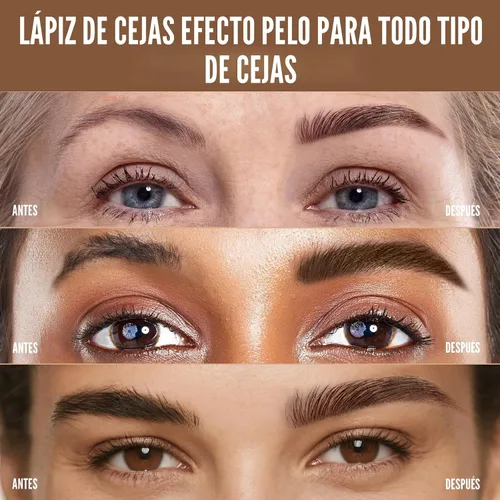 Vista 7 de Lápiz para cejas iMethod - Lápiz de cejas, lápiz delineador 2 en 1 de doble punta con cepillo microblading 4d para cejas para mujeres, lápiz
