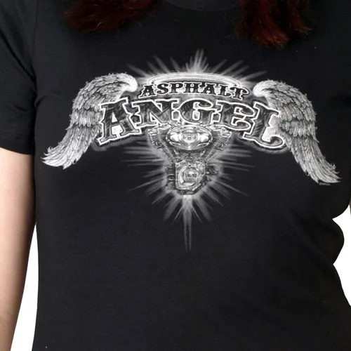Vista 2 de Hot Leathers Black Asphalt Angel Ladies Camiseta de manga corta