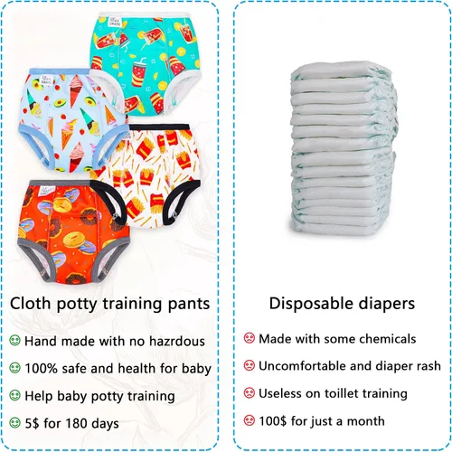 Vista 5 de Max Shape 4 paquetes de ropa interior de entrenamiento para niñas con capa absorbente de cena, pantalones reutilizables de entrenamiento para el Dona
