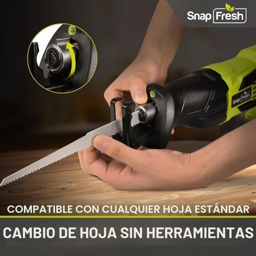 Vista 5 de SnapFresh Sierra Recíproca Inalámbrica de 20V – 3000 SPM, Gatillo de Velocidad Variable, Cambio de Hoja sin Herramientas, Luz LED, Ligera y Compacta