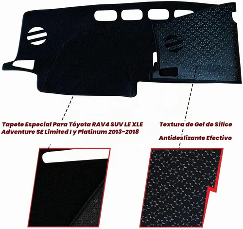 Vista 2 de Cubierta de tapete para salpicadero, consola central interior personalizada compatible con Toyota RAV4 SUV 2013, 2014, 2015, 2016, 2017, 2018