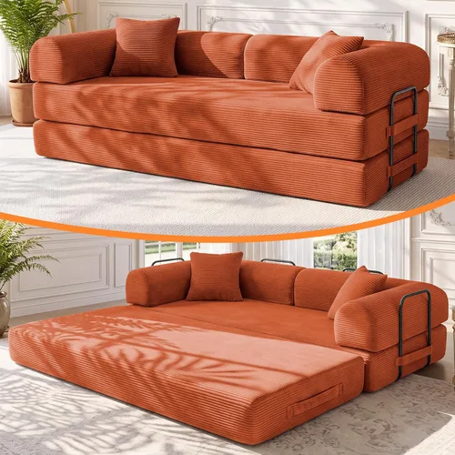 Vista 39 de Sofá cama de espuma viscoelástica de 79 pulgadas, futón convertible con reposacabezas alto, sofá sin hueso Negro