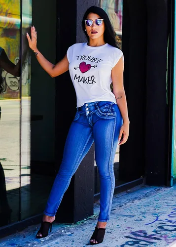 Vista 5 de Moda Xpress - Jeans levantadores de glúteos para mujer, ajustados, de cintura alta, elásticos