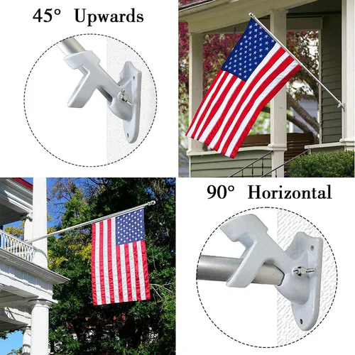 Vista 7 de HOOPLE Soporte para asta de bandera para casa exterior, soporte de aluminio resistente para bandera y soporte de montaje para asta de bandera