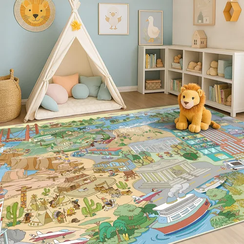 Vista 31 de Alfombra preescolar del alfabeto de 3 x 5 para niños pequeños, alfombra de juego ABC suave para el aprendizaje del bebé, alfombra educativa