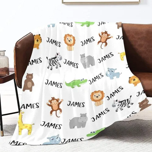 Vista 4 de Mantas de bebé personalizadas con nombre para niños, manta personalizada con nombre para bebés, recién nacidos y niños