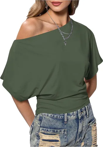 Vista 14 de SweatyRocks Women's Off The Shoulder Tops Asymmetrical Summer Going Out Top Negro