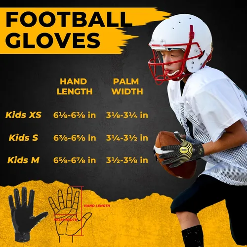 Vista 6 de HANDLANDY Guantes de fútbol para jóvenes, guantes receptores adhesivos para niños, guante de fútbol de súper agarre, mejor regalo para niños y niñas