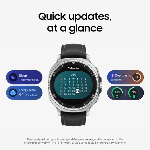 Vista 5 de Samsung Galaxy Watch 8 Classic (2025) - Reloj inteligente Bluetooth de 46 mm + tarjeta de regalo, diseño de cojín, bisel giratorio, botón rápido