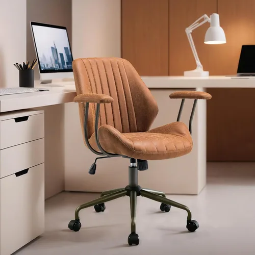Vista 27 de HOOOWOOO Silla de Oficina Ergonómica, Silla de Escritorio Moderna de Computadora de Media Siglo, Silla Ejecutiva Cómoda con Asiento Extra Ancho