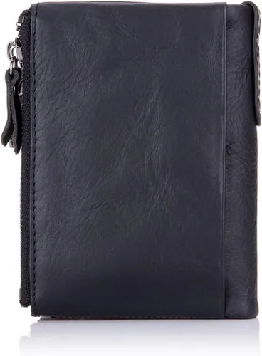 Vista 3 de BULLCAPTAIN Cartera de cuero genuino para hombres Vintage doble cremallera monedero billetera