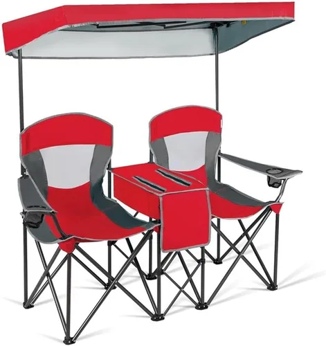 Vista 9 de Pemberly Row Sillas plegables portátiles con toldo para acampar con portavasos azul
