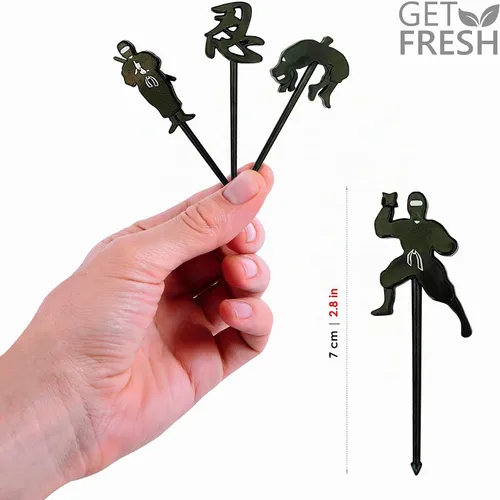 Vista 3 de GET FRESH Palillos de comida ninja para niños – 18 piezas de mini palillos de comida ninja para decoración de almuerzo de niños pequeños – Palillos