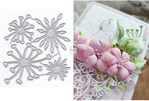Vista 7 de DzIxY Troqueles de corte de metal de hoja de pétalos para hacer tarjetas, kit de papel de gofrado, troquelados, plantillas de máquina de álbumes